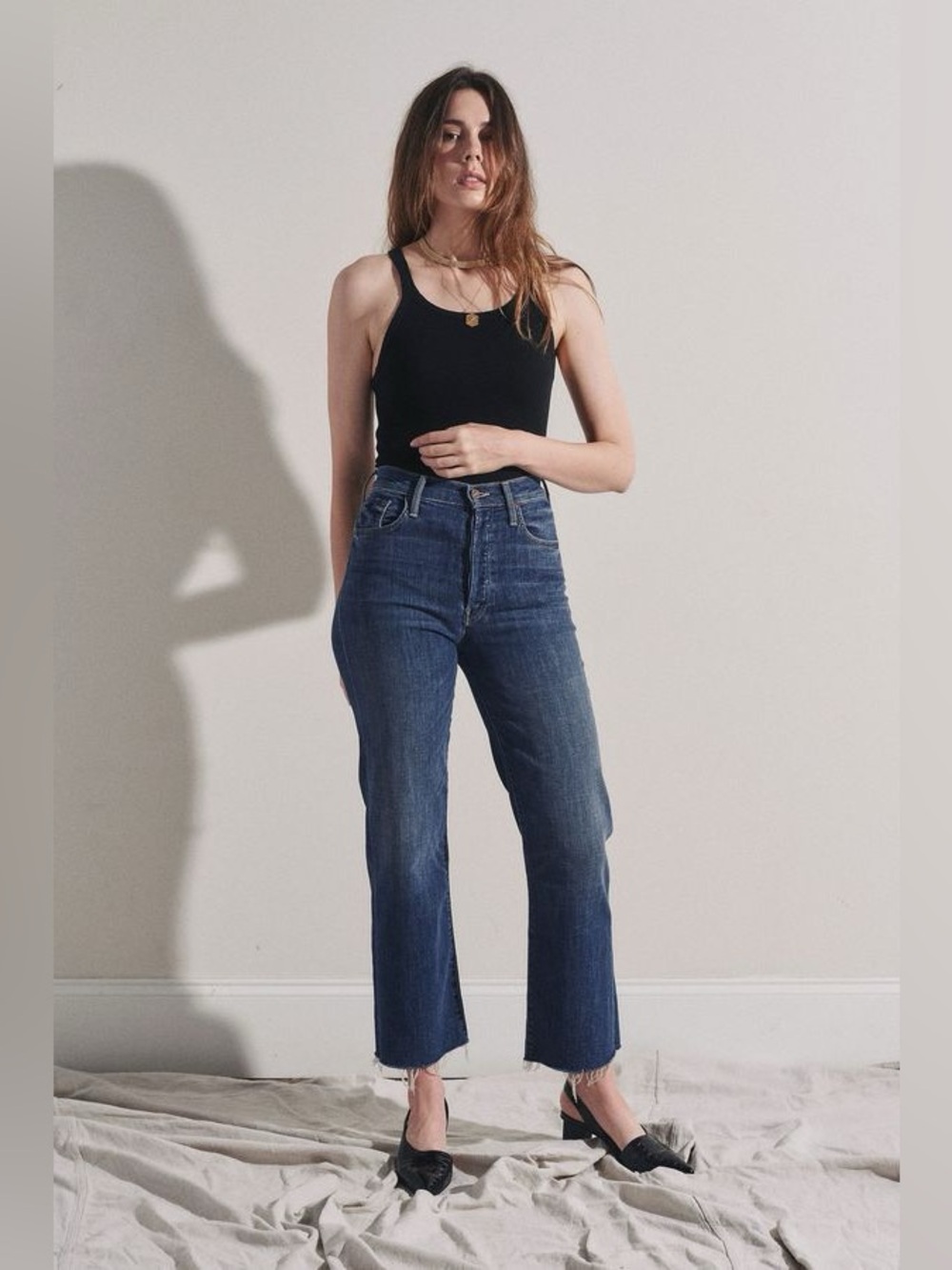 Mother Denim Rambler Ankle Fray in On Duty Blue Jeans Size 25